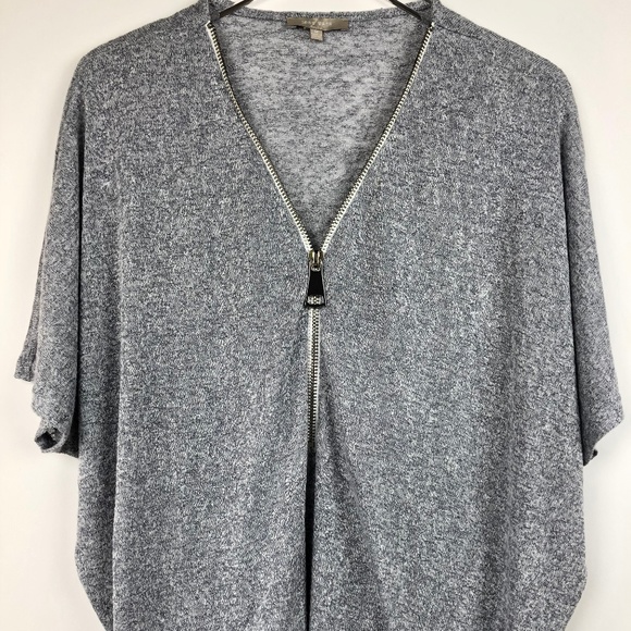 JOAN VASS M Dolman Sleeve Zip V-Neck Sweater Blue - Picture 1 of 7